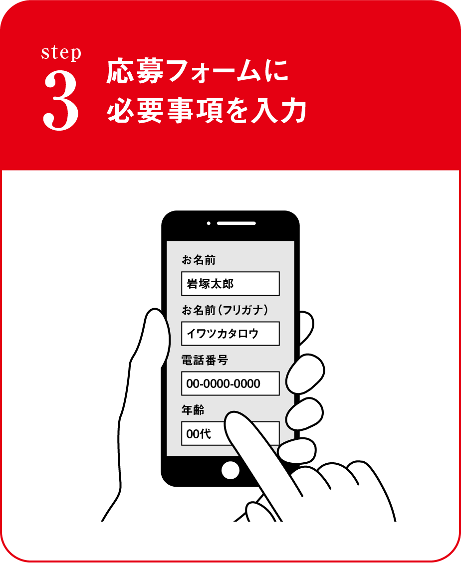 STEP3 応募フォームに必要事項を入力